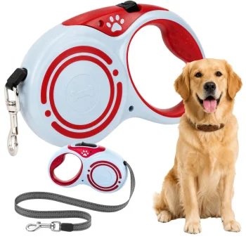 Retractable Dog Leash, Red, 5m Tape, up to 15kg
