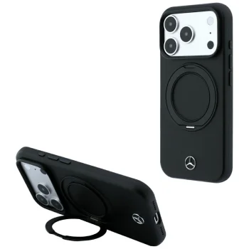 Mercedes Leather with Ring Stand MagSafe Case for iPhone 18 Pro Max / 17 Pro Max, Black