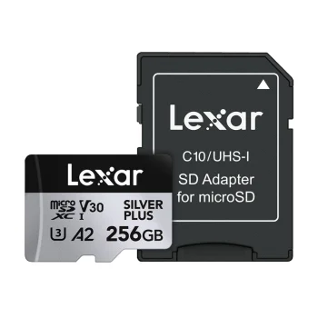 Lexar High-Performance Silver Plus microSDXC Memory Card 256GB + Adapter