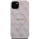 Apple iPhone 14 6.1\'\' Guess 4G Collection Leather Metal Logo MagSafe Case Cover, Pink