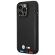 BMW iPhone 14 Pro Max Case Leather Stamp Tricolor MagSafe Black