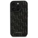 Karl Lagerfeld iPhone 16 Pro Case Leather Monogram Metal Logo MagSafe, Black