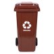 120L Wheelie Bin for Bio Waste with Rubber Wheels, Brown