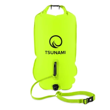 4Fizjo TSUNAMI Inflatable Swim Buoy with Dry Bag, 36L, Yellow