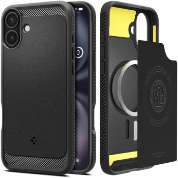 Spigen Rugged Armor MagSafe Case for iPhone 16 - Black