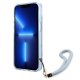 Guess Translucent Strap Case for iPhone 13 with Wrist Strap, Blue