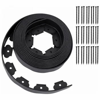 Flexible Garden Edging 20m with 60 Pegs, Black