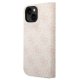 Apple iPhone 14 Plus 6.7\" Guess 4G Vintage Gold Logo Book Case Cover (GUBKP14MHG4SHP), Pink