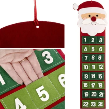 Ruhhy Hanging Felt Advent Calendar with 24 Pockets, Red