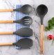 Kitchen Utensil Set, 12 Pieces, Wood and Silicone, Grey