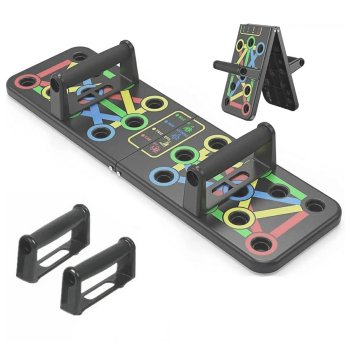 Multifunctional Push-Up Board with 10 Handle Positions, Black