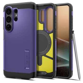Spigen Tough Armor Mag dėklas telefonui Samsung Galaxy S26 Ultra su MagSafe, violetinis