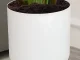 White Flower Pot on Wooden Legs, 17x24 cm