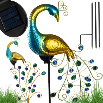 Solar Garden Light Peacock, LED, Warm Light, 110 cm