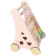 Wooden Push Toy Baby Walker with Abacus, Pink