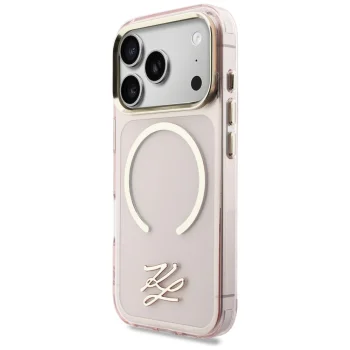 Karl Lagerfeld IML KL Script Logo MagSafe Phone Case Cover iPhone 17 Pro Max - Pink