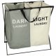 Two-Compartment Laundry Basket, White/Grey