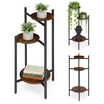 3 Tier Plant Stand Industrial Metal Flower Pot Holder Shelf for Indoor Plants ModernHome