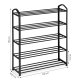 Modernhome XJ53K BLACK Metal Shoe Rack, 5 Tiers, 15 Pairs, Black