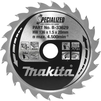 Makita B-33629 SPECIALIZED Circular Saw Blade for Wood 136x20 mm 24Z