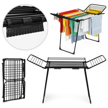 Foldable Clothes Drying Rack with 82 ft of Drying Space, Gullwing, Black