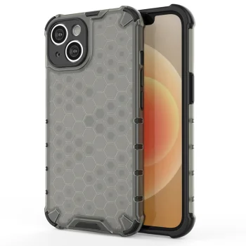 Smūgiams atsparus dėklas iPhone 14 Plus Honeycomb hibridinis, juodas