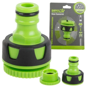 DIVODV Tap Connector for Garden Hose 1/2" and 3/4" ABS Green/Black