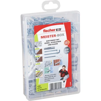 Dowel and Screw Assortment Set Fischer Meister-Box UX with Hooks, 75 Pieces