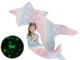 Glow in the Dark Mermaid Tail Blanket for Girls, Soft Fleece Wearable Sleeping Bag