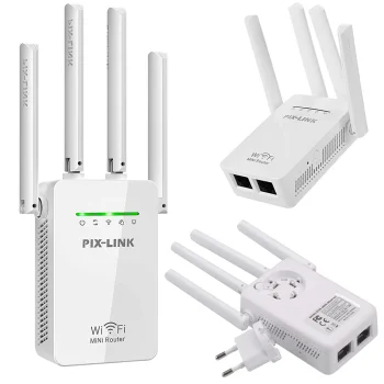 WiFi Signal Booster, Repeater 300Mbps, 4 Antennas, White