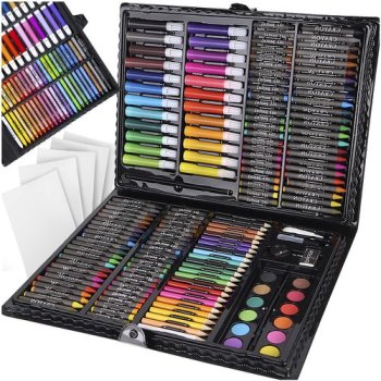 168-Piece Art Set for Drawing and Painting in Case, Black