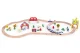 ECOTOYS Wooden Train Set with Battery-Operated Train Farm 53 Pieces