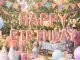 Happy Birthday Foil Balloon Banner Party Decoration, Pink