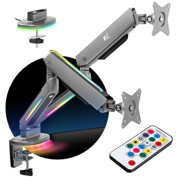 NanoRS RS166 Gaming Dual Monitor Mount, RGB LED, 17-32", 2x9kg