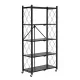 ModernHome Folding Steel Shelving Unit on Wheels, 5 Shelves, Black