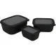 Mepal Cirqula Rectangular Food Container Set, 3-Piece, Nordic Black