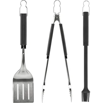 Weber Precision 3-Piece Barbecue Cutlery Set, Stainless Steel, Black