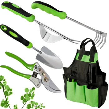DIVODV Garden Tool Set with Bag, 4 pcs, Black/Green