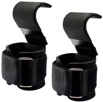 Lifting Hooks for Deadlifts and Pull Ups with Wrist Wraps 2pcs, Black