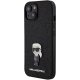 Karl Lagerfeld iPhone 15 vāciņš Glitter Ikonik Logo Metal Pin, melns