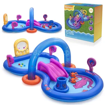Bestway 53167 Inflatable Water Play Center with Slide, 330x188x117 cm