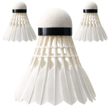 Feather Badminton Shuttlecocks, 3 Pack, White