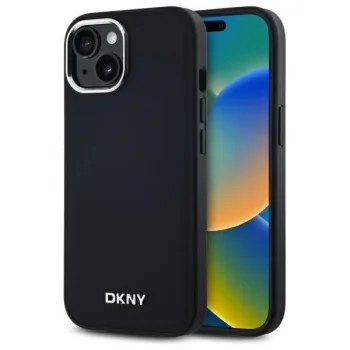 DKNY iPhone 14 Case Plain Logo MagSafe, Black
