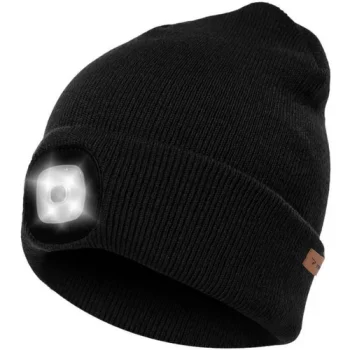 Trizand Winter Beanie with USB LED Light, Black