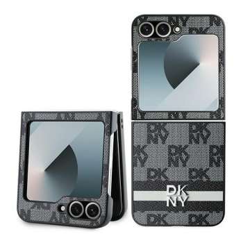DKNY Checkered Pattern Printed Stripes Case for Samsung Galaxy Z Flip 6 Black