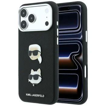 Karl Lagerfeld Case for iPhone 18 Pro Max / 17 Pro Max, Saffiano Pins, Black