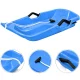 Blue plastic sledge with backrest and brake handles