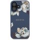 Guess Grained Printed Flower Pattern MagSafe Case for iPhone 16 Blue