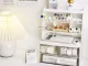 Desk Organizer with Drawers and Shelves for Cosmetics and Stationery, White