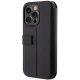 Apple iPhone 14 Pro Max 6.7\'\' BMW Leather Textured & Stripe Book Case Cover (BMBKP14X22RDPK), Black